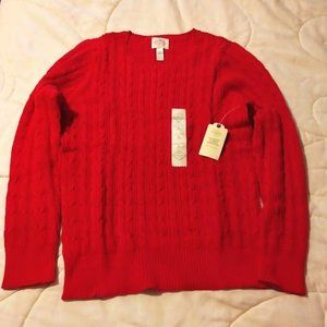Red cable knit sweater